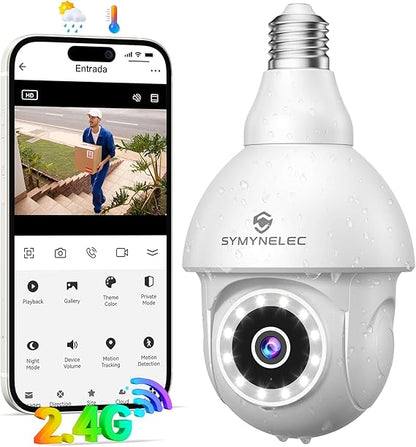 SYMYNELEC 2K Light Bulb Security Camera Outdoor Waterproof