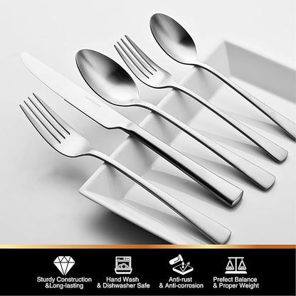 KINGSTONE Silverware Set for 8, 40-Piece 18/10 Stainless Steel Flatware Set