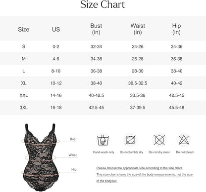 Shapewear Bodysuit V Neck Tummy Control Lace