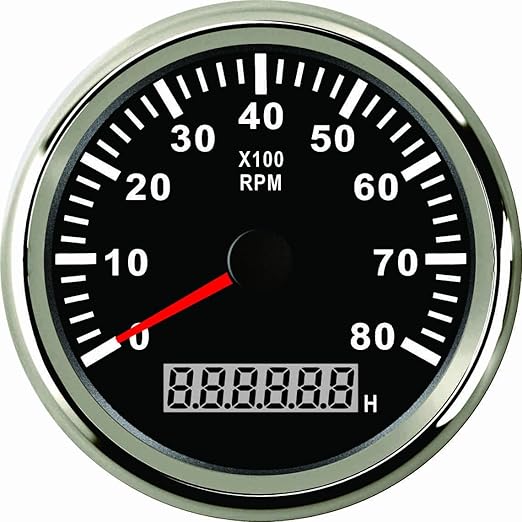 85mm Marine Tachometer Car Truck Boat Tacho Gauge with Hour Meter Waterproof 8000 RPM