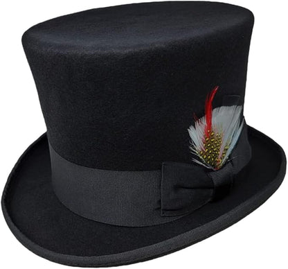 100% Wool Felt Top Hats Victorian Style Made Hatter 6" Tall Gentlemen Magic Hats